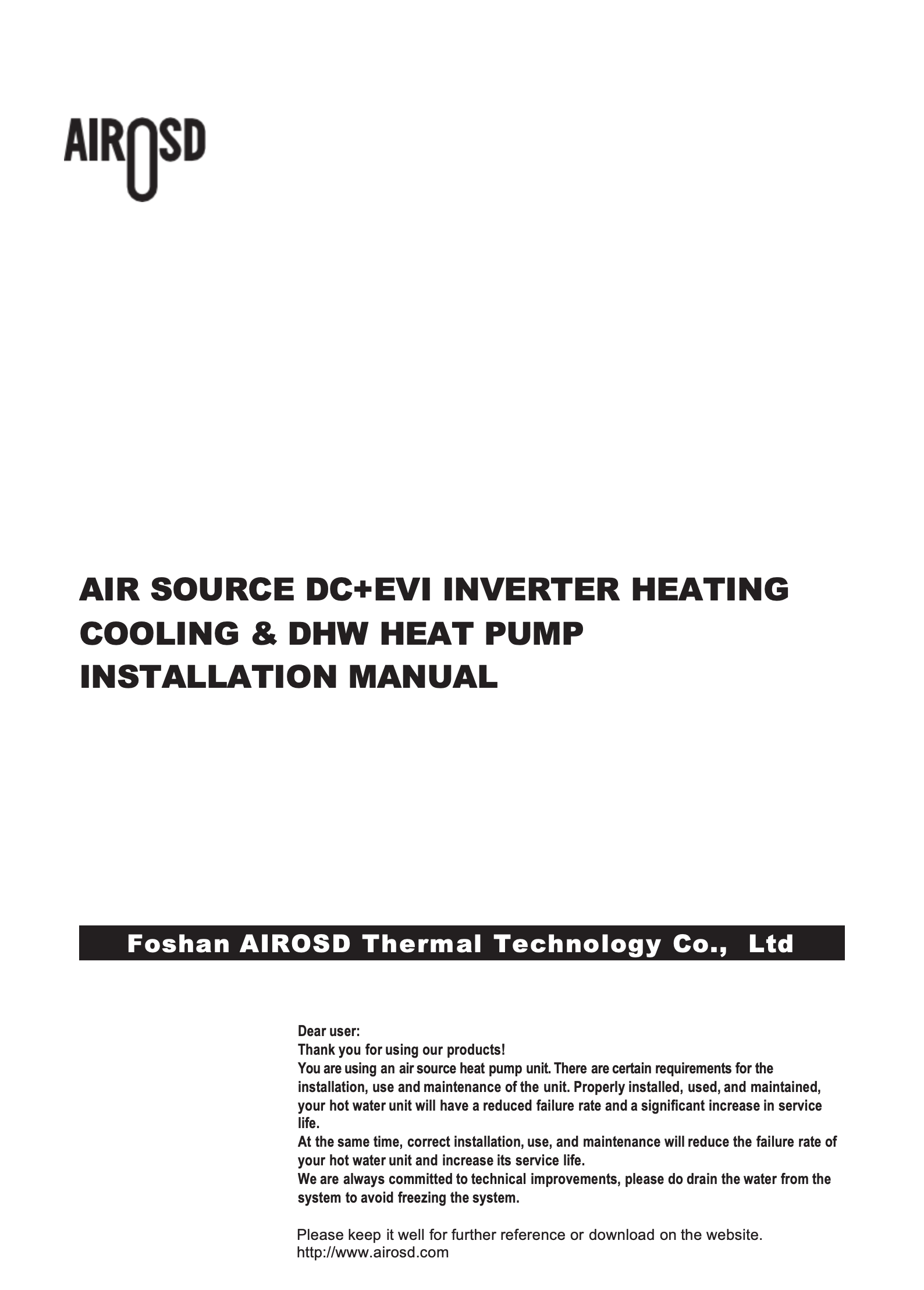 air_source_dc+evi_inverter_heating_cooling_&_dhw_heat_pump_installation_manual